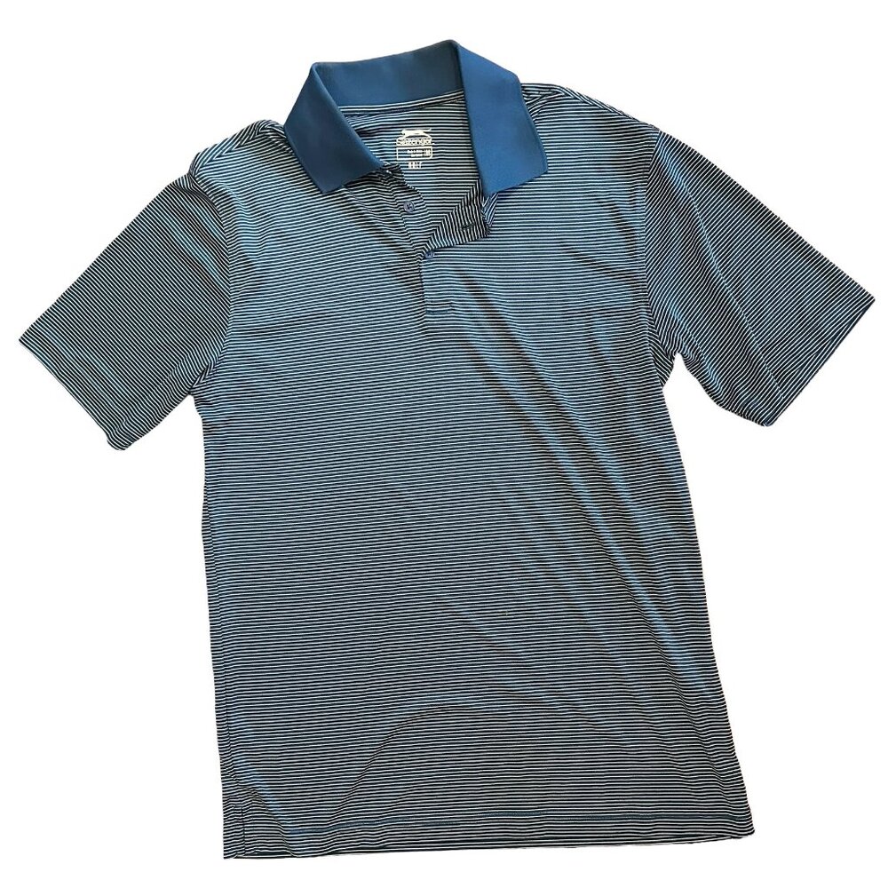 Slazenger Golf Shirt Mens Medium Navy Striped Golfer Slazenger Golf Shirt Mens M